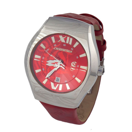 Chronotech Red Leather Watch $172.00 Chronotech Luzworld