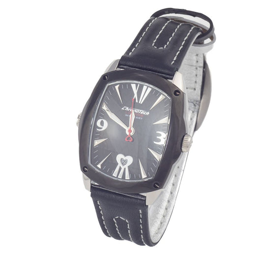 Chronotech Black Leather Watch $214.00 Chronotech Luzworld