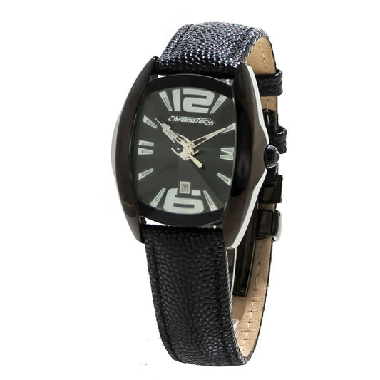 Chronotech Black Leather Watch $173.00 Chronotech Luzworld