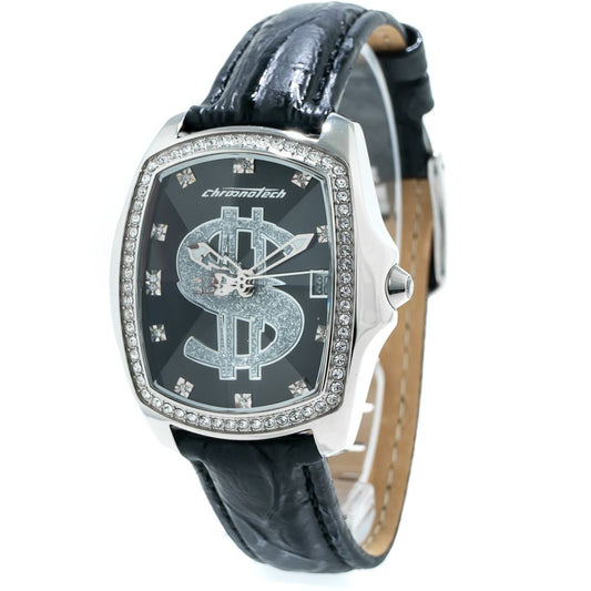 Chronotech Black Leather Watch $172.00 Chronotech Luzworld