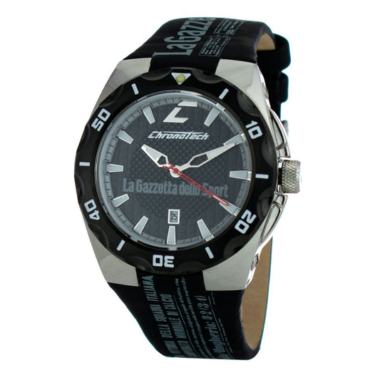 Chronotech Black Leather Watch $172.00 Chronotech Luzworld