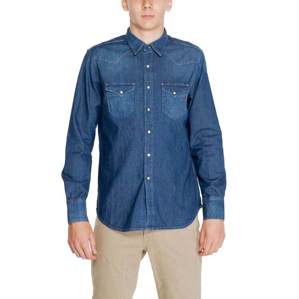 Replay Blue Cotton Shirt $229.00 Replay Luzworld