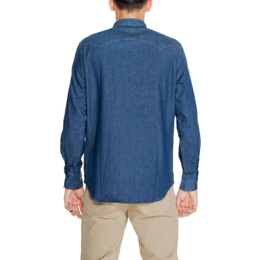 Replay Blue Cotton Shirt $229.00 Replay Luzworld