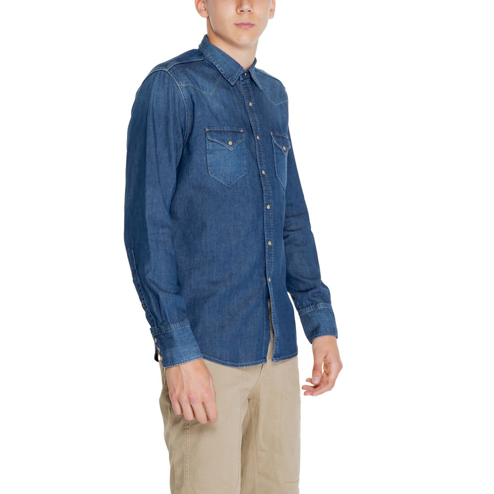Replay Blue Cotton Shirt $229.00 Replay Luzworld