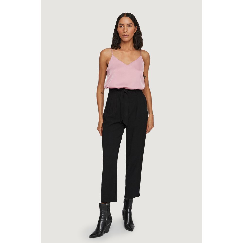 Vila Clothes Black Viscose Cropped Pant