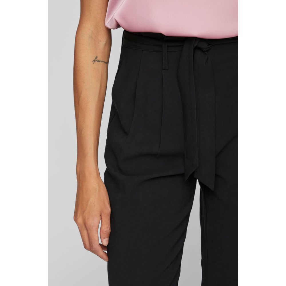 Vila Clothes Black Viscose Cropped Pant