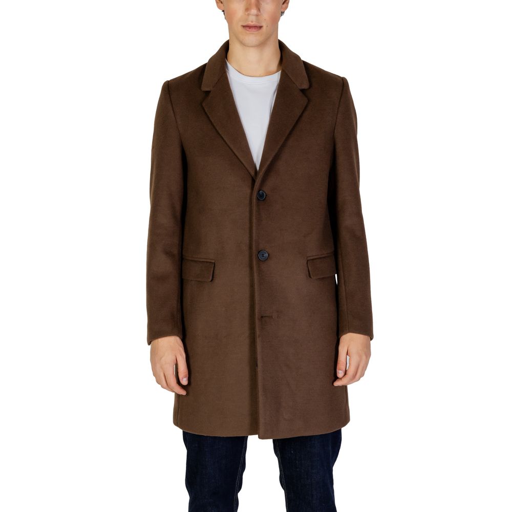 Antony Morato Brown Polyester Coat $598.00 Antony Morato Luzworld