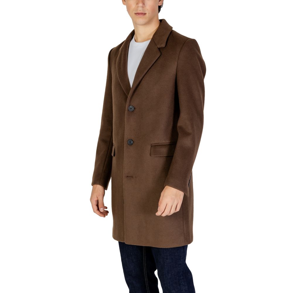 Antony Morato Brown Polyester Coat $598.00 Antony Morato Luzworld