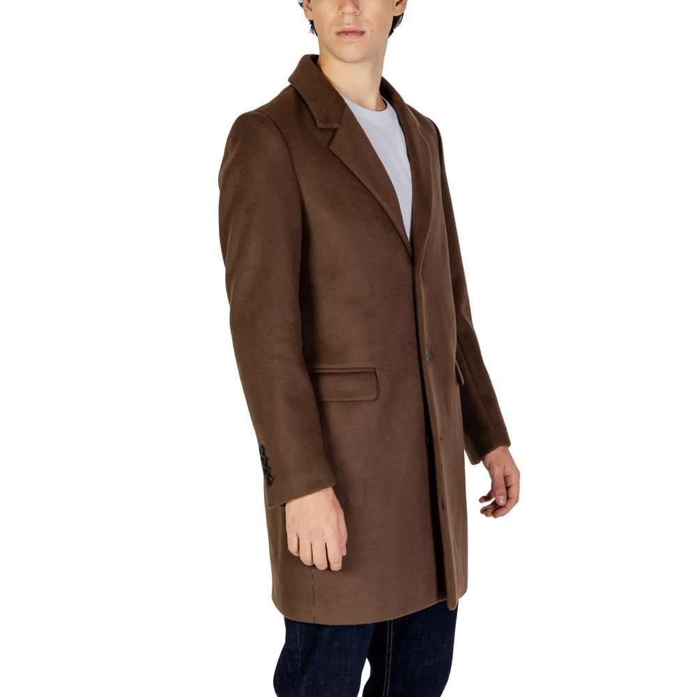 Antony Morato Brown Polyester Coat $598.00 Antony Morato Luzworld