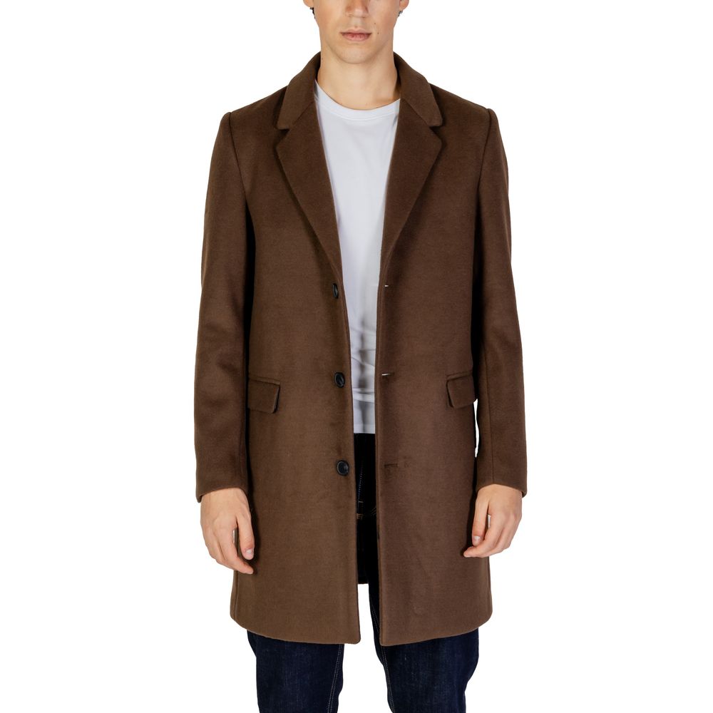 Antony Morato Brown Polyester Coat $598.00 Antony Morato Luzworld