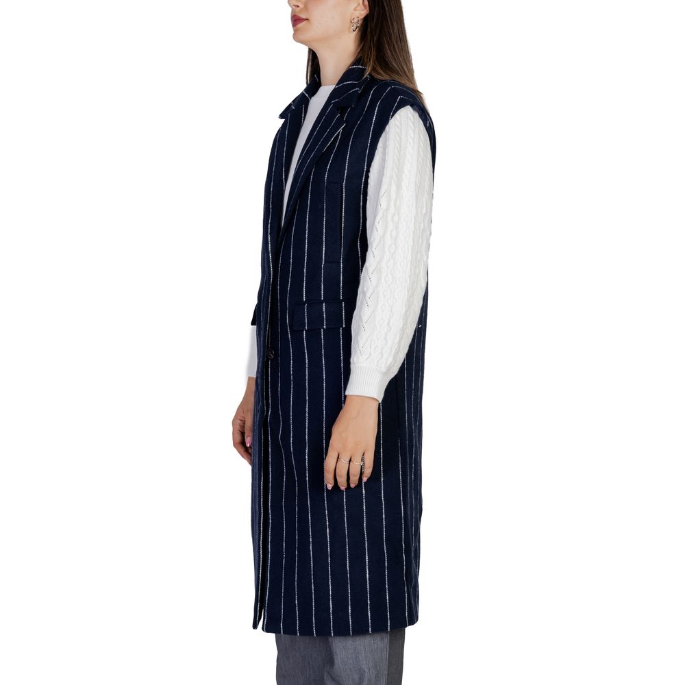 ICHI Blue Polyester Sleveless Jacket $222.00 ICHI Luzworld