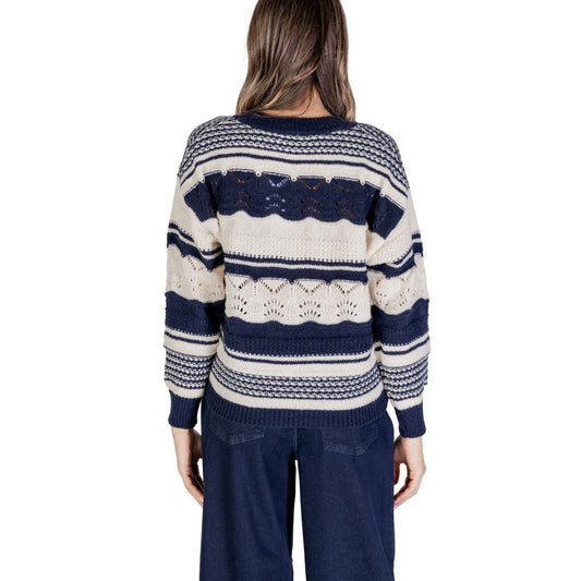 ICHI Blue Recycled Polyester Sweater $144.00 ICHI Luzworld