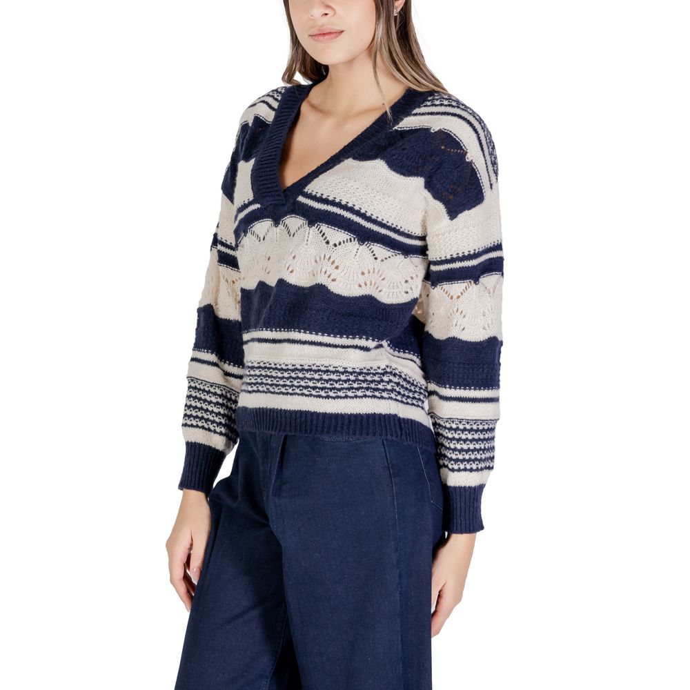ICHI Blue Recycled Polyester Sweater $144.00 ICHI Luzworld