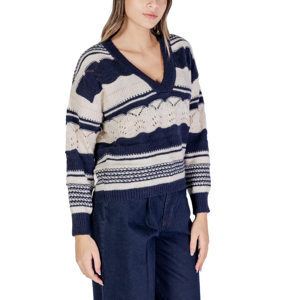 ICHI Blue Recycled Polyester Sweater $144.00 ICHI Luzworld