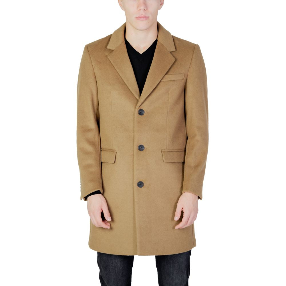 Antony Morato Beige Polyester Coat $628.00 Antony Morato Luzworld