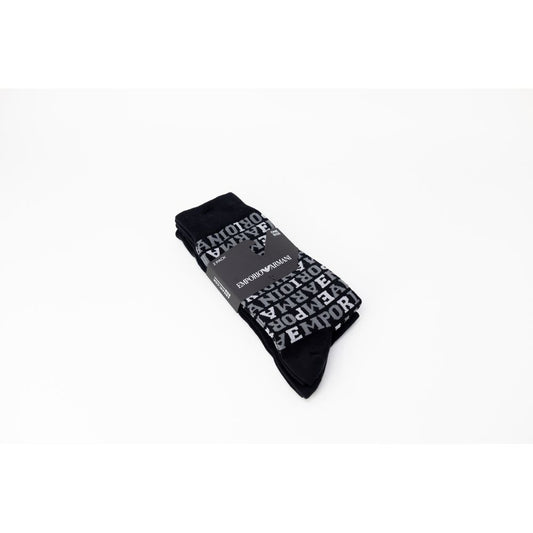 Emporio Armani Underwear Black Cotton Sock $105.00 Emporio Armani Underwear Luzworld
