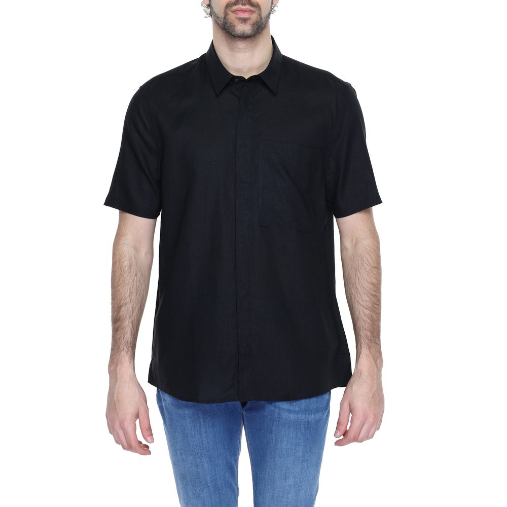 Antony Morato Black Linen Shortsleeve $166.00 Antony Morato Luzworld