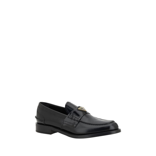 Prada Black Leather Logo Loafers $1911.00 Prada Luzworld