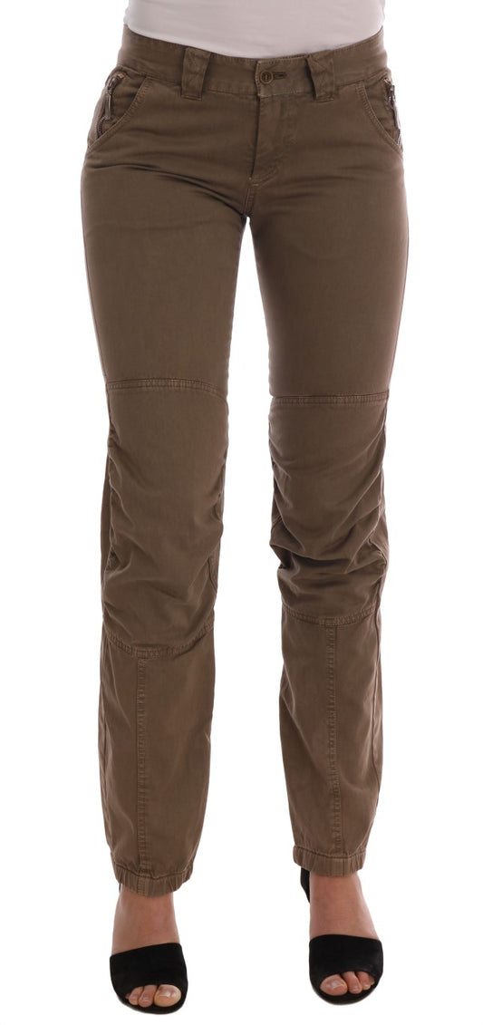 Ermanno Scervino Brown Cotton Casual Slim Fit Pants $626.00 Ermanno Scervino Luzworld