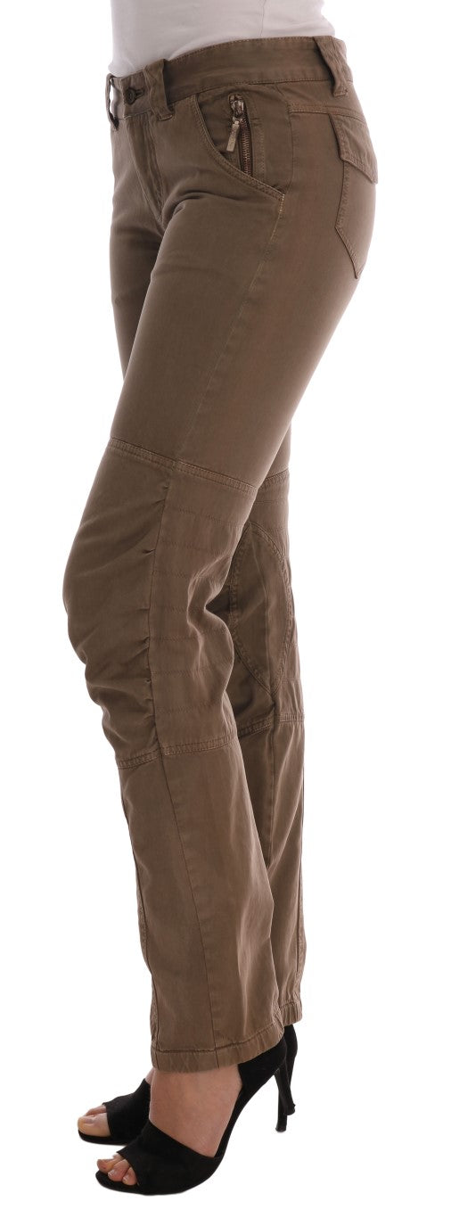Ermanno Scervino Brown Cotton Casual Slim Fit Pants $626.00 Ermanno Scervino Luzworld