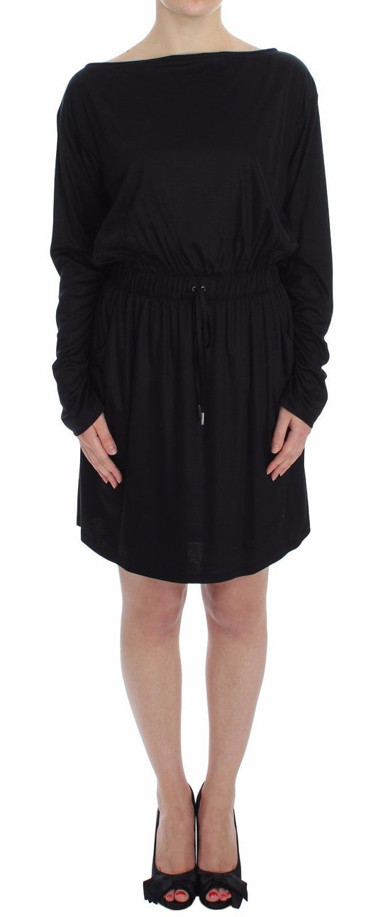 Versace Jeans Elegant Black Silk Blend Shift Dress $479.00 Versace Jeans Luzworld