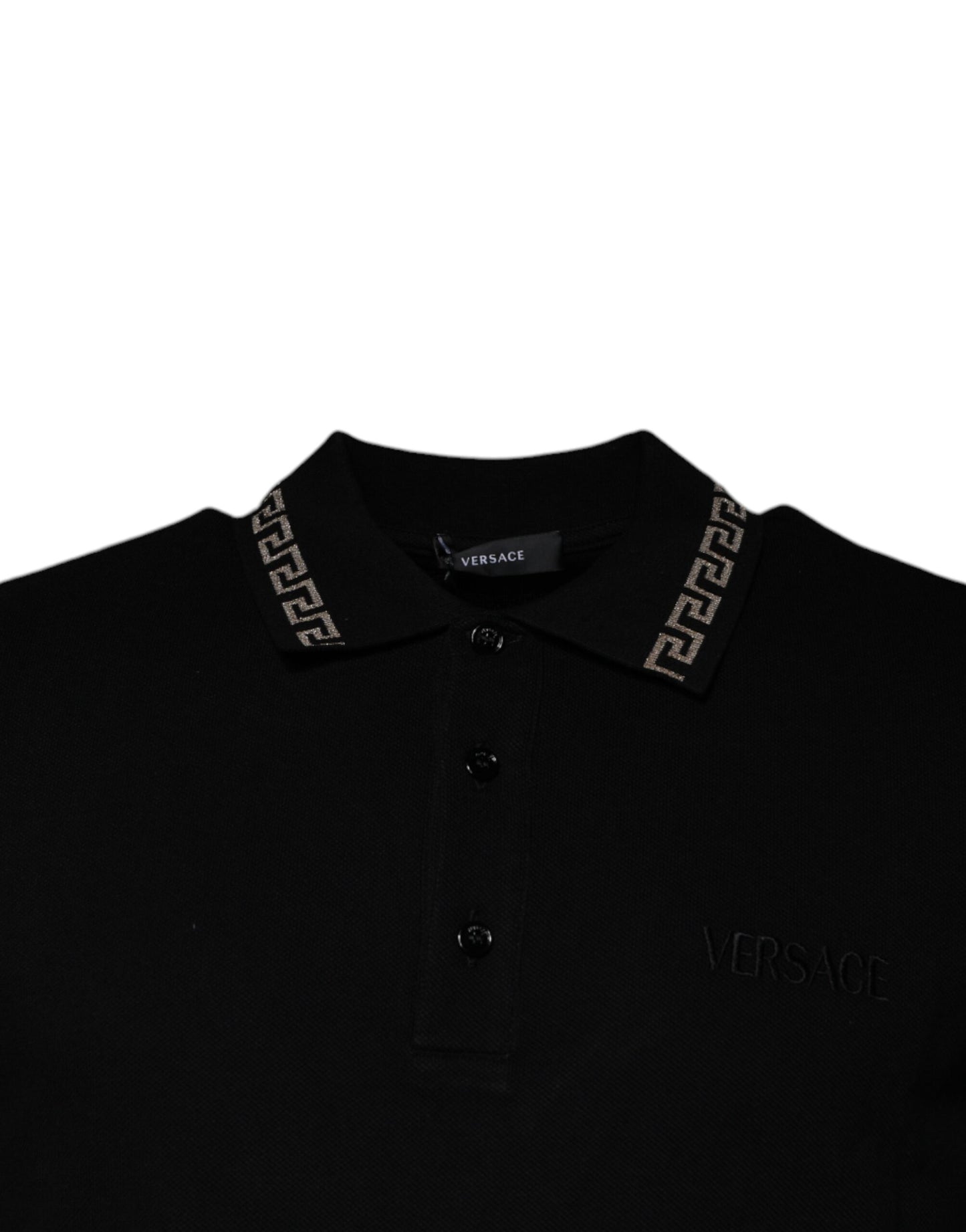 Versace Black Viscose Collared Polo Short Sleeves T-shirt $990.00 Versace Luzworld