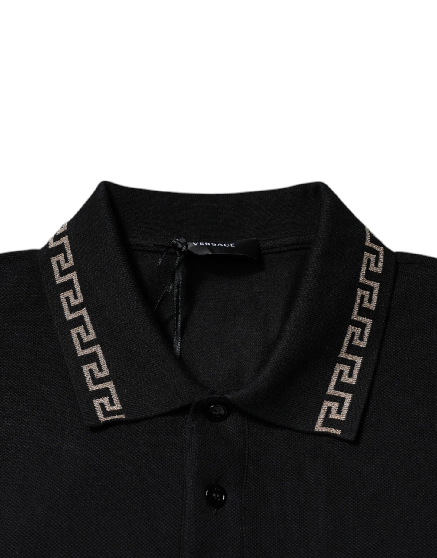 Versace Black Viscose Collared Polo Short Sleeves T-shirt $990.00 Versace Luzworld
