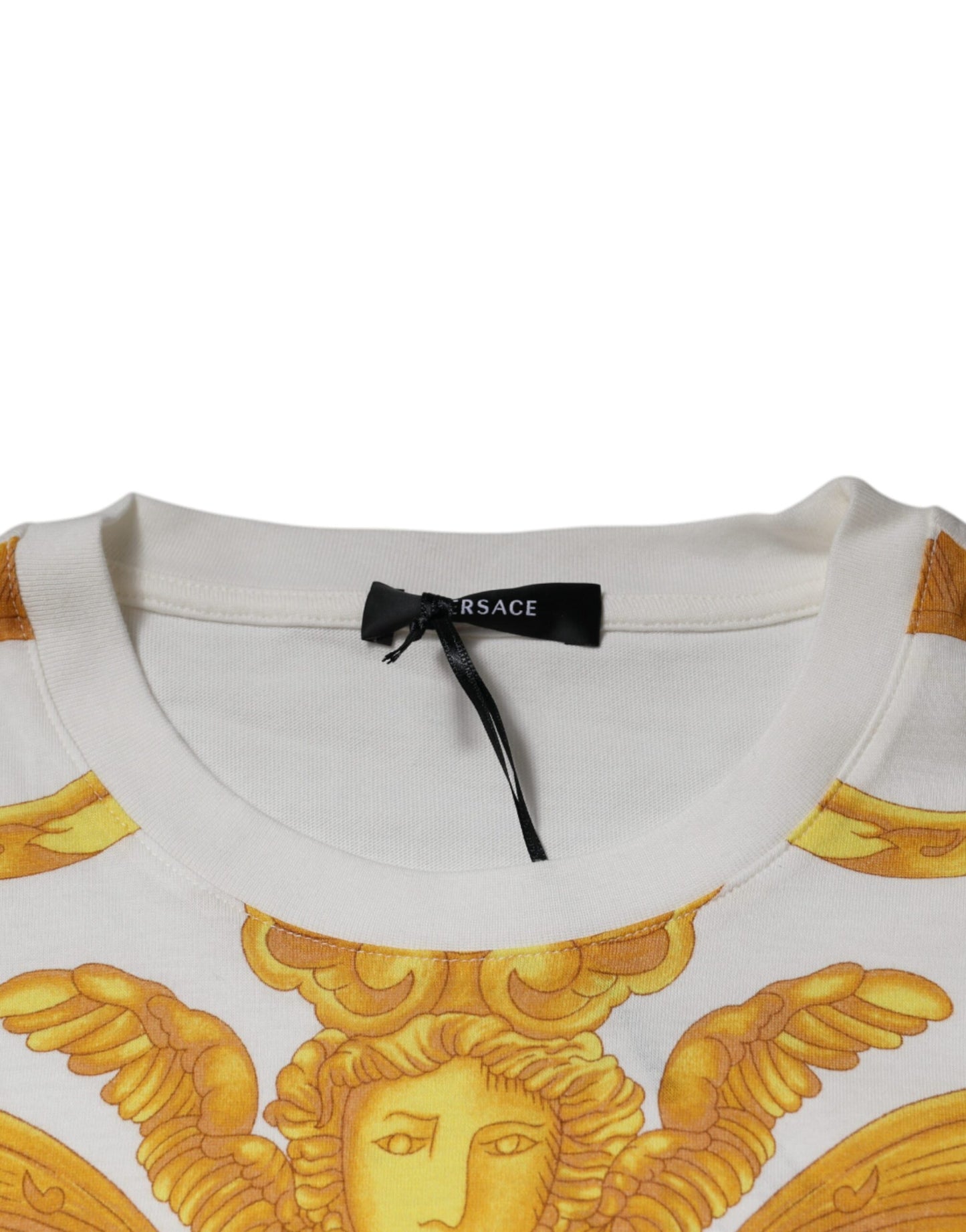 Versace White Medusa Print Cotton Crew Neck T-shirt $1105.00 Versace Luzworld