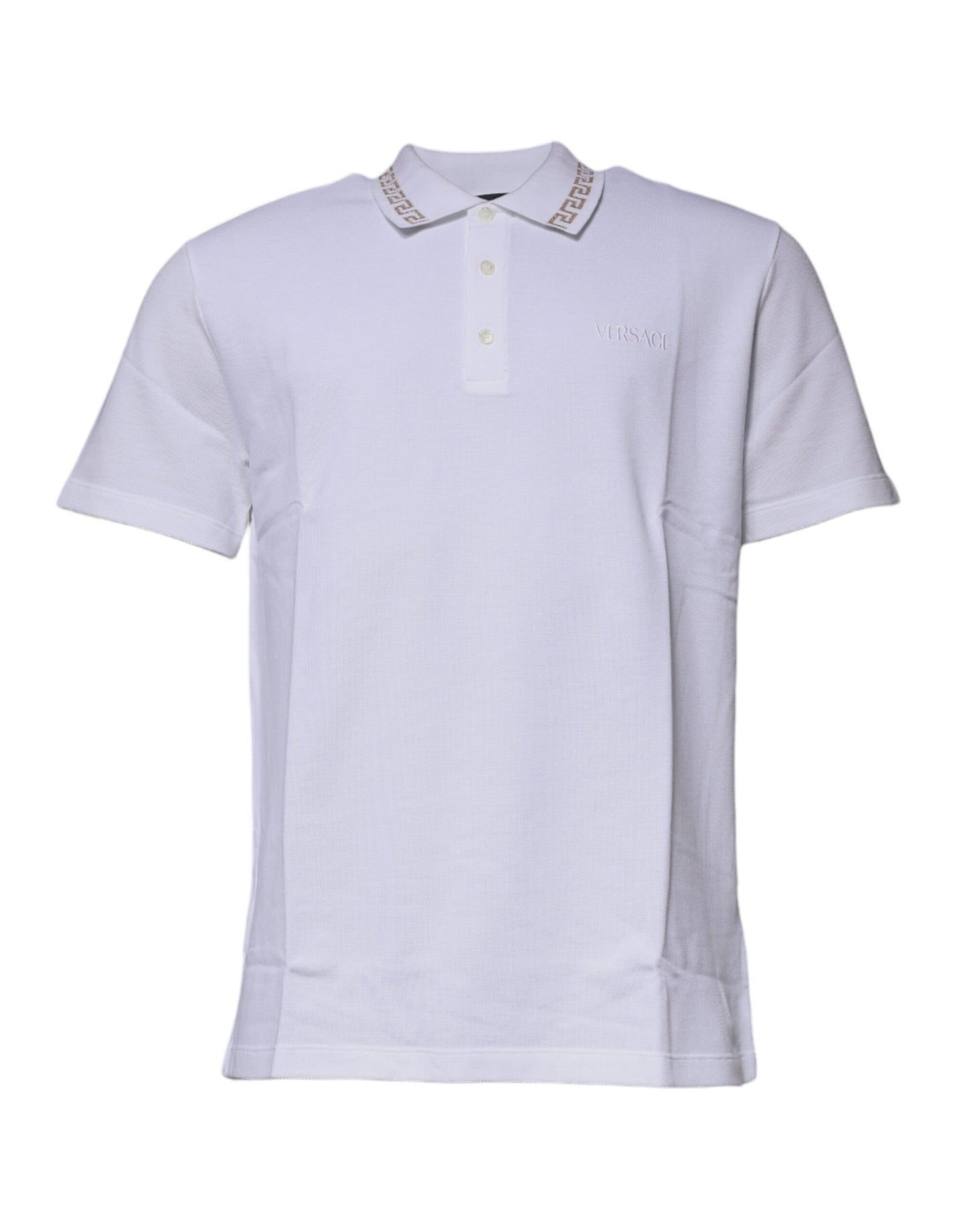 Versace White Viscose Collared Men Polo Short Sleeves T-shirt $990.00 Versace Luzworld