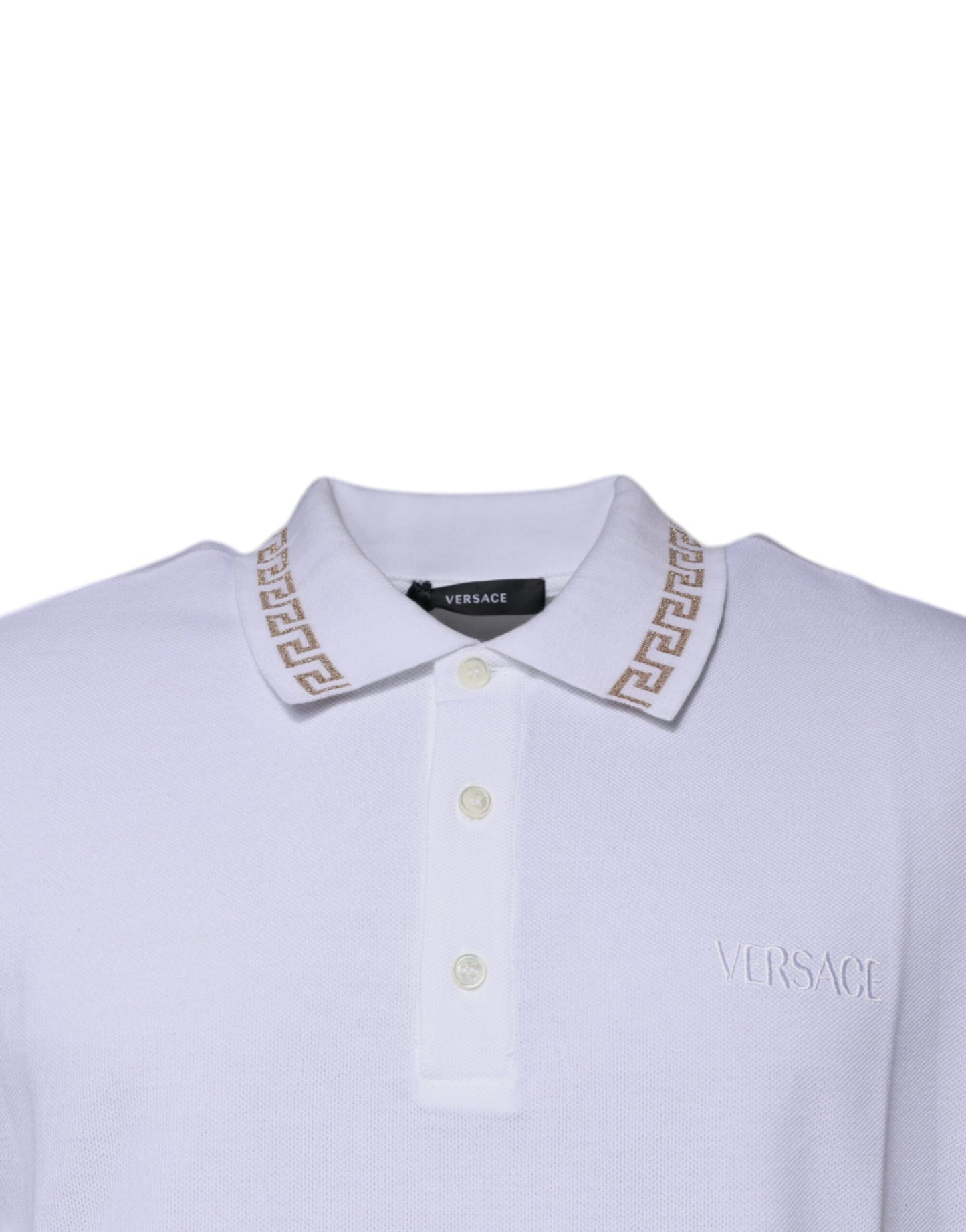 Versace White Viscose Collared Men Polo Short Sleeves T-shirt $990.00 Versace Luzworld