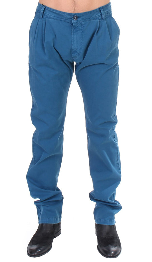 GF Ferre Blue Cotton Straight Fit Chinos $649.00 GF Ferre Luzworld