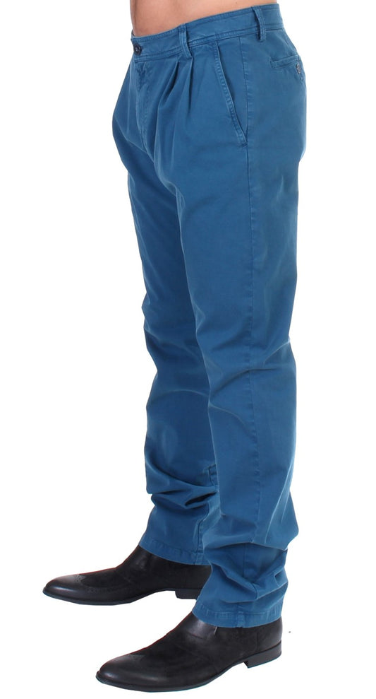 GF Ferre Blue Cotton Straight Fit Chinos $649.00 GF Ferre Luzworld