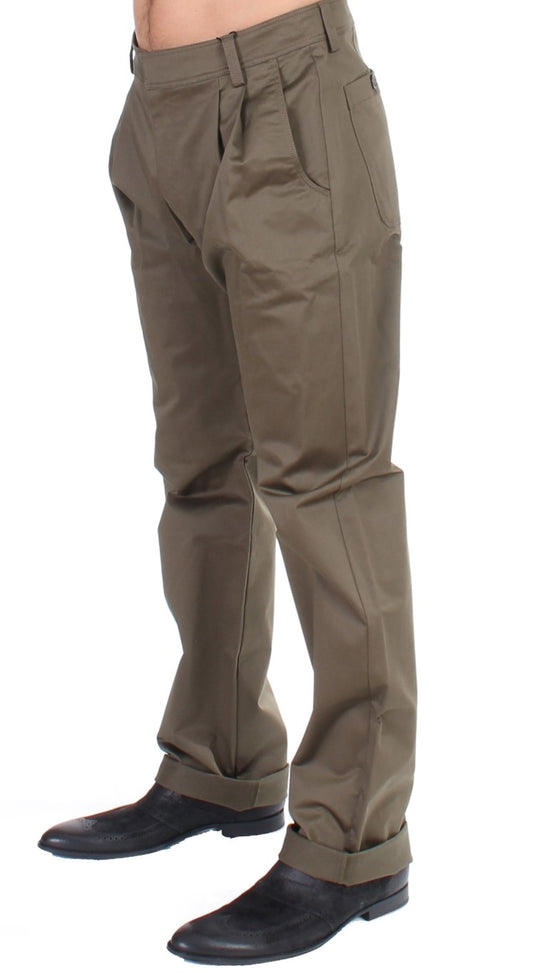 GF Ferre Green Cotton Stretch Comfort Fit Pants $649.00 GF Ferre Luzworld
