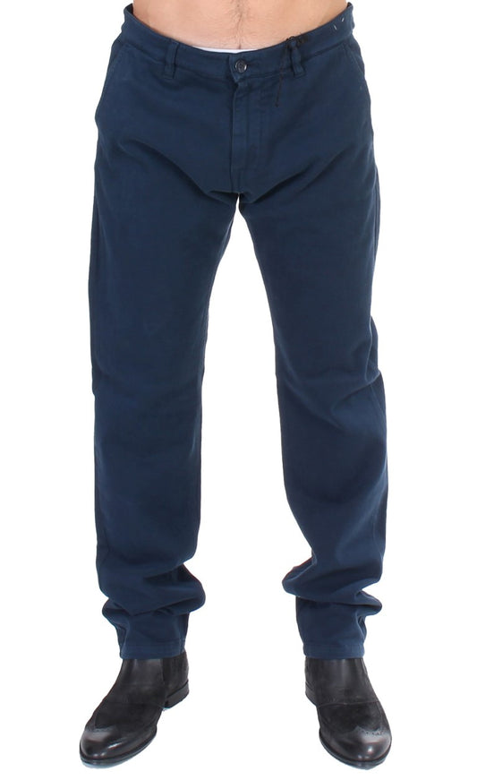 GF Ferre Blue Stretch Straight Fit Pants Chinos $649.00 GF Ferre Luzworld
