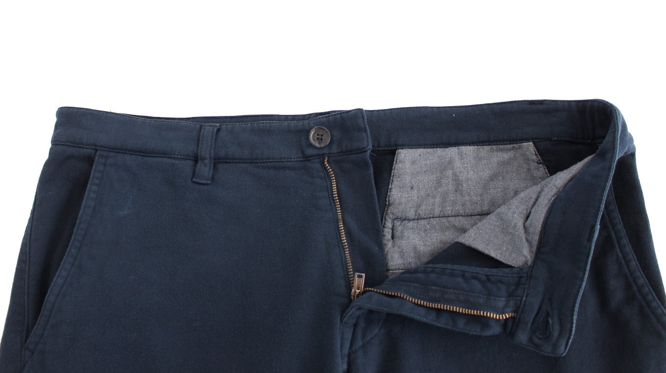 GF Ferre Blue Stretch Straight Fit Pants Chinos