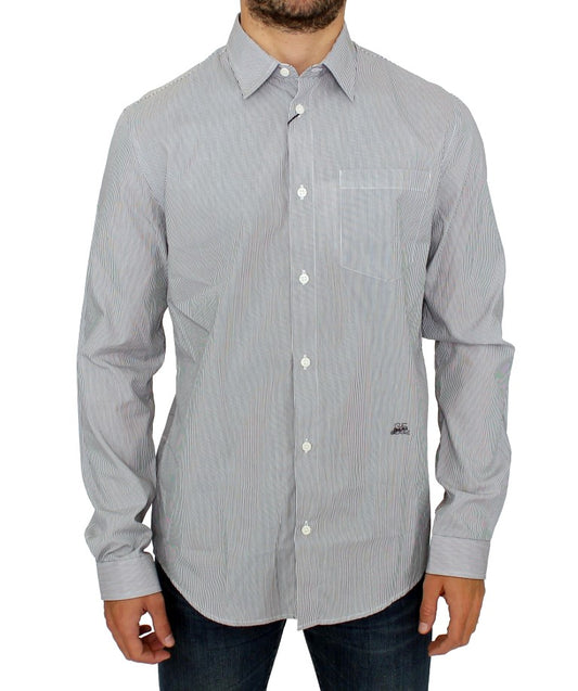 GF Ferre Gray Striped Cotton Casual Shirt $626.00 GF Ferre Luzworld