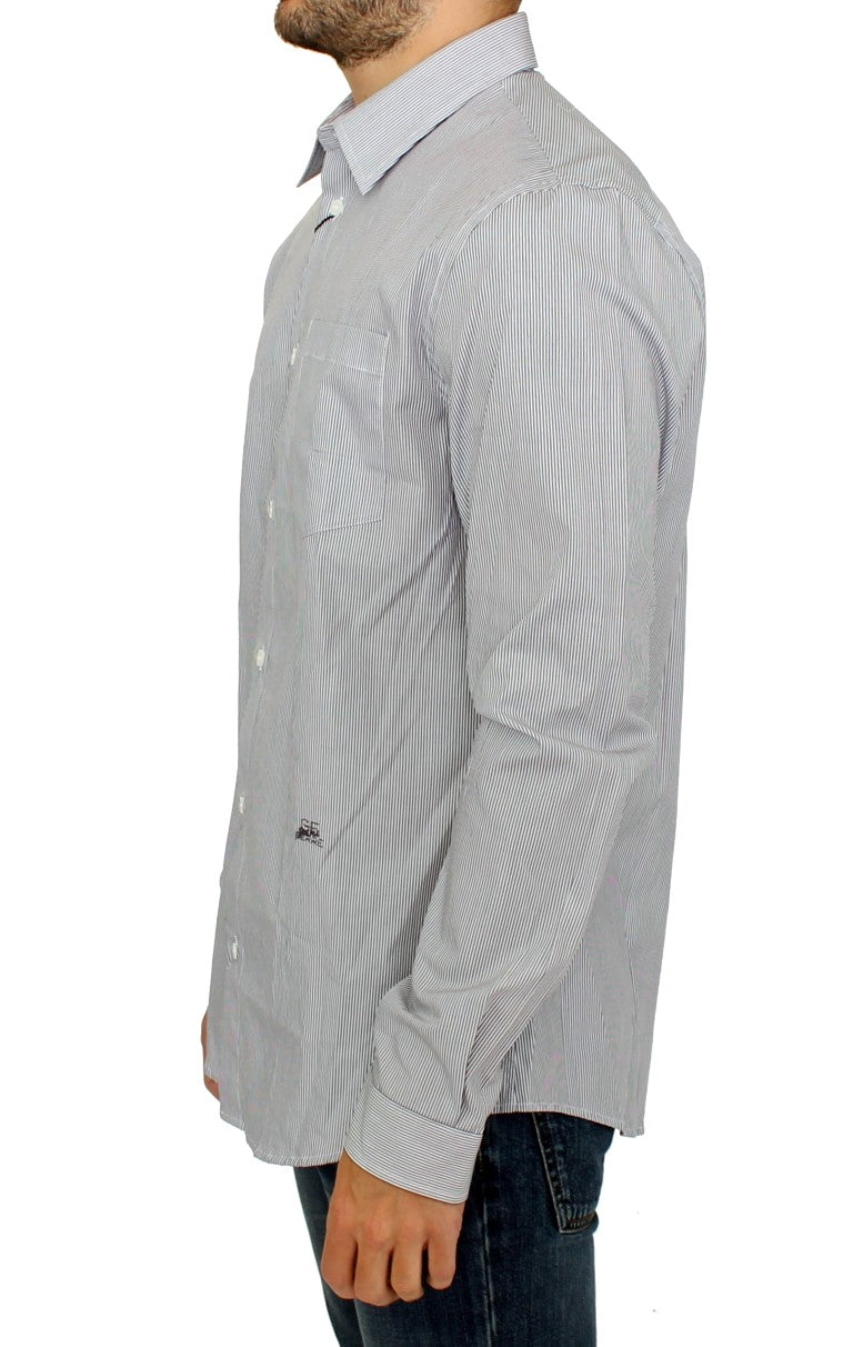 GF Ferre Gray Striped Cotton Casual Shirt $626.00 GF Ferre Luzworld