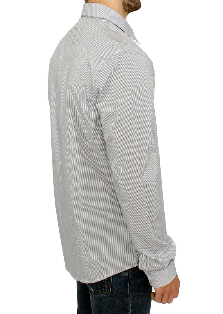 GF Ferre Gray Striped Cotton Casual Shirt $626.00 GF Ferre Luzworld