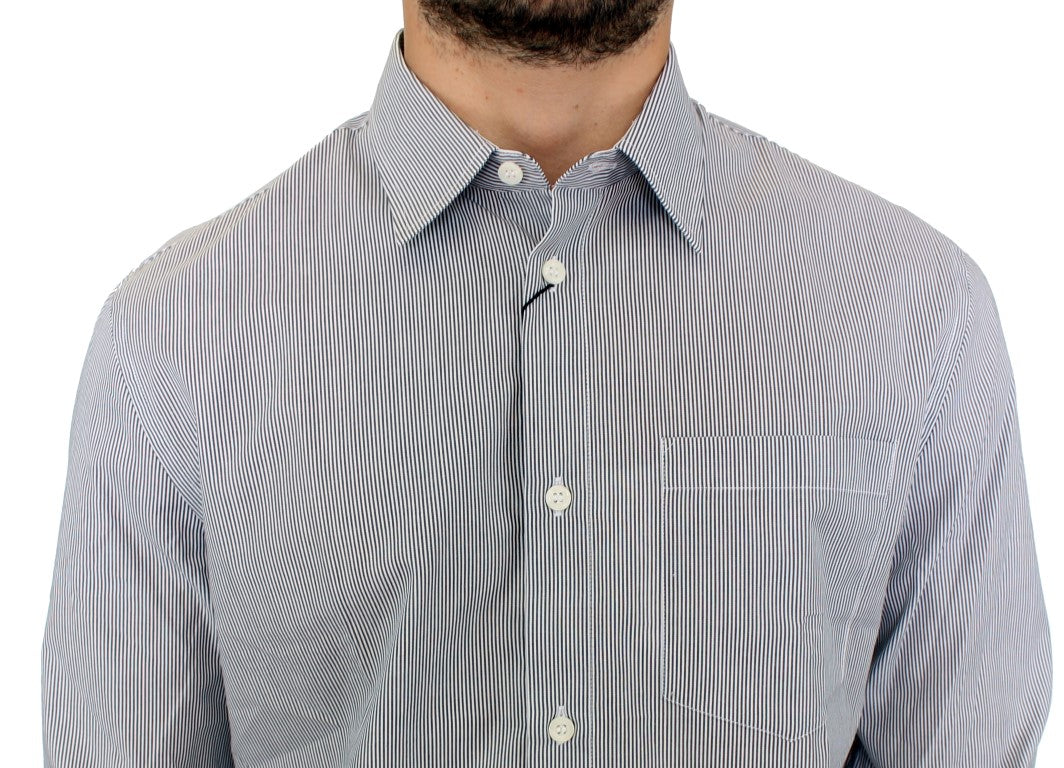 GF Ferre Gray Striped Cotton Casual Shirt $626.00 GF Ferre Luzworld