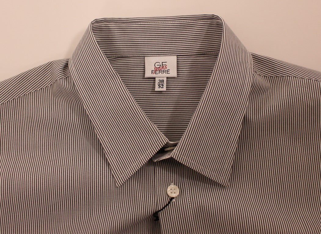 GF Ferre Gray Striped Cotton Casual Shirt $626.00 GF Ferre Luzworld