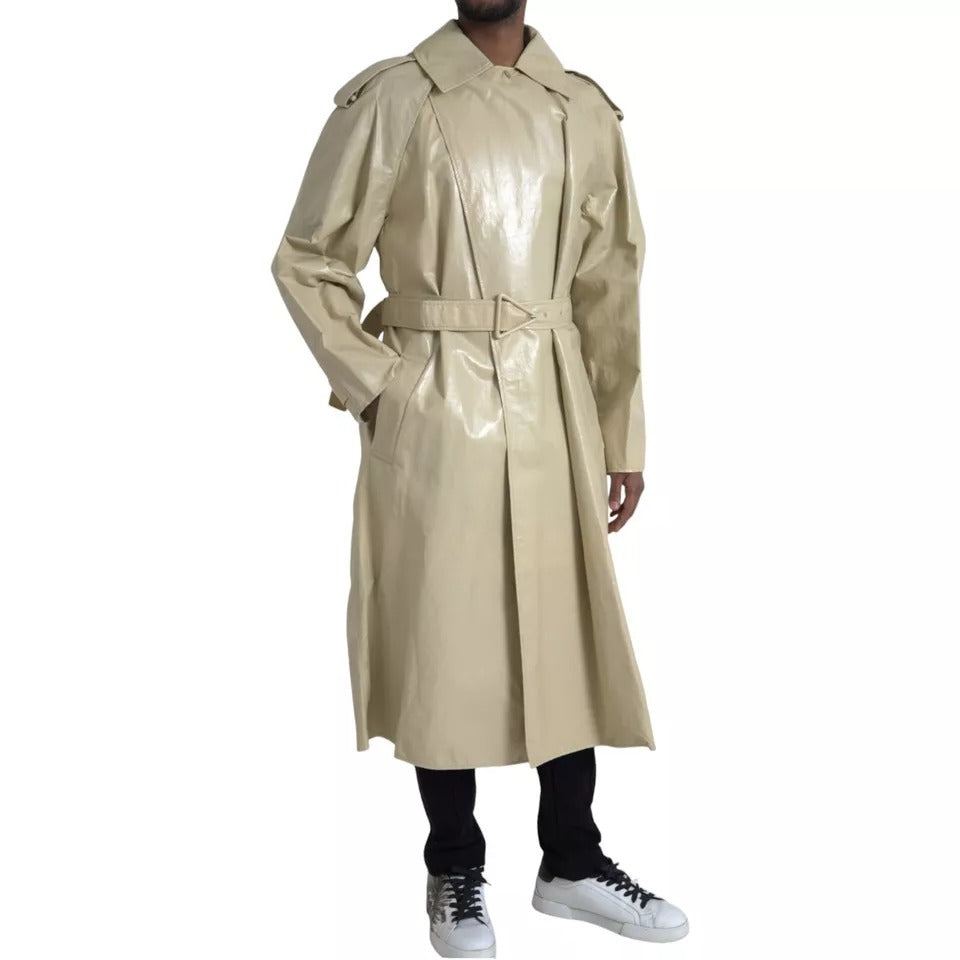 Bottega Veneta Beige Lambskin Leather Trench Coat Jacket $12731.00 Bottega Veneta Luzworld