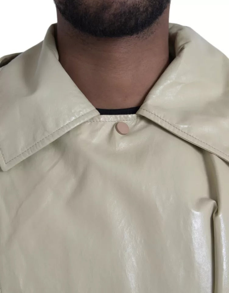 Bottega Veneta Beige Lambskin Leather Trench Coat Jacket $12731.00 Bottega Veneta Luzworld