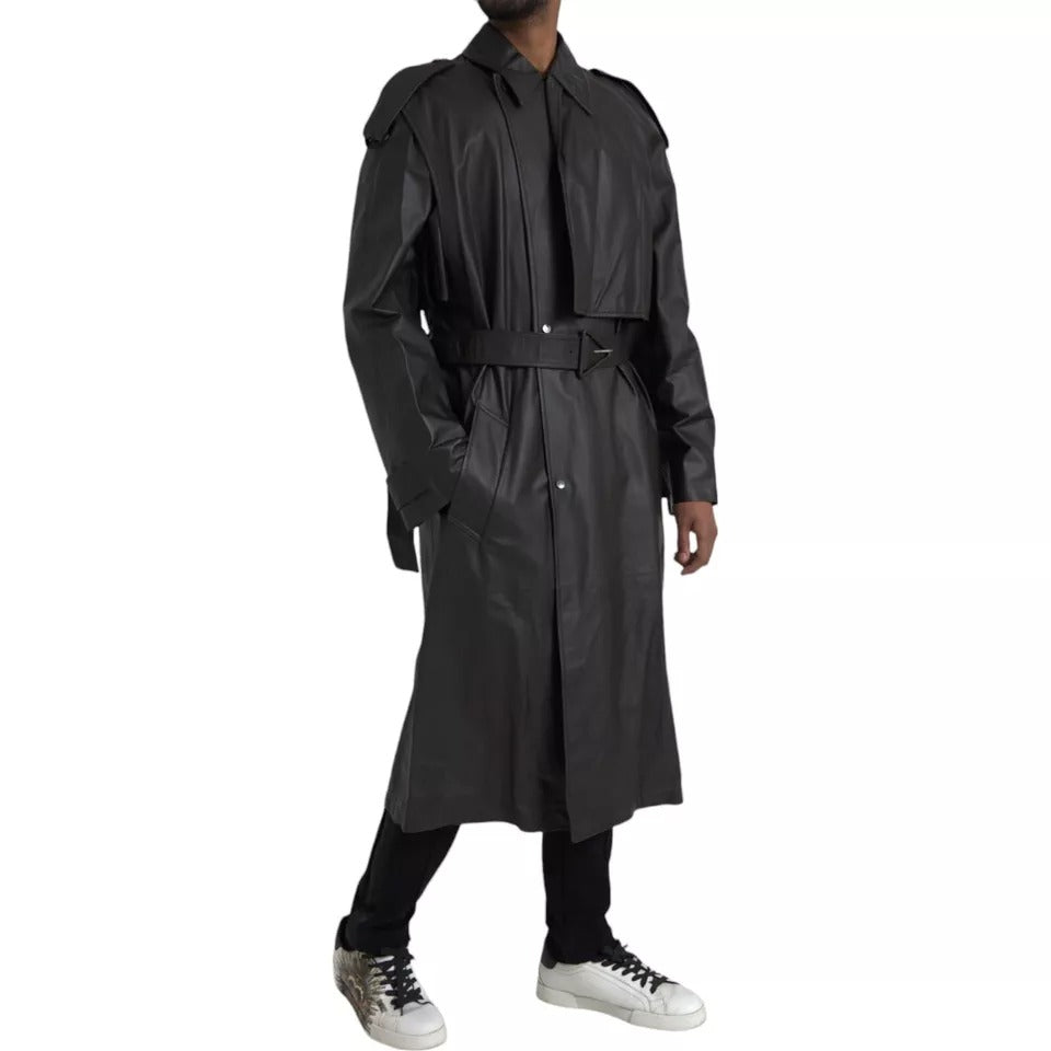 Bottega Veneta Black Leather Men Waterproof Trenchcoat Jacket $11479.00 Bottega Veneta Luzworld