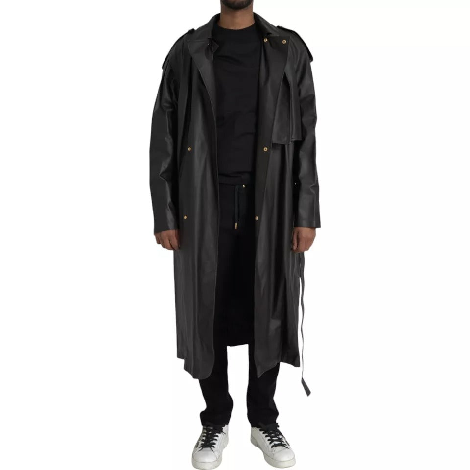 Bottega Veneta Black Leather Men Waterproof Trenchcoat Jacket $11479.00 Bottega Veneta Luzworld