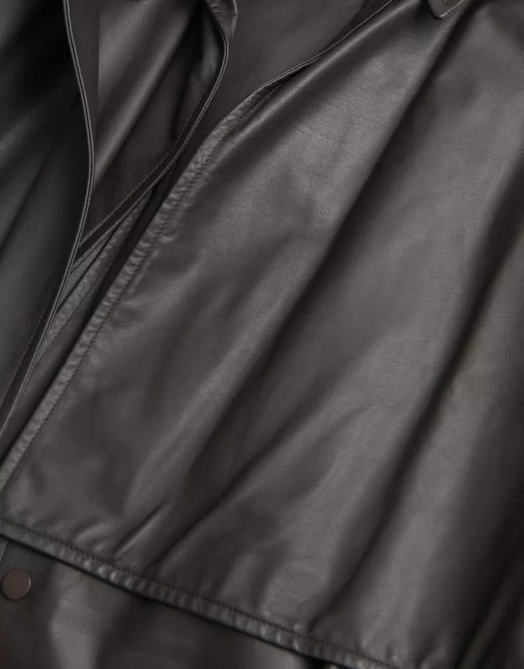 Bottega Veneta Black Leather Men Waterproof Trenchcoat Jacket $11479.00 Bottega Veneta Luzworld