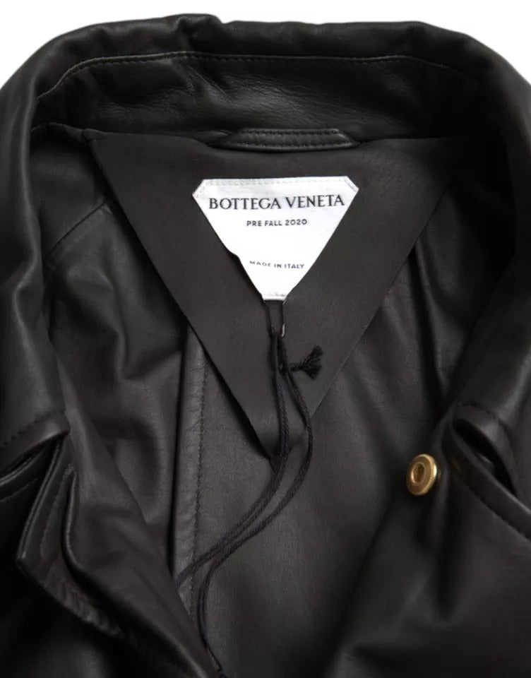 Bottega Veneta Black Leather Men Waterproof Trenchcoat Jacket $11479.00 Bottega Veneta Luzworld
