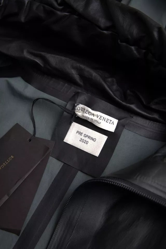 Bottega Veneta Black Leather Hooded Men Trenchcoat Jacket $14336.00 Bottega Veneta Luzworld