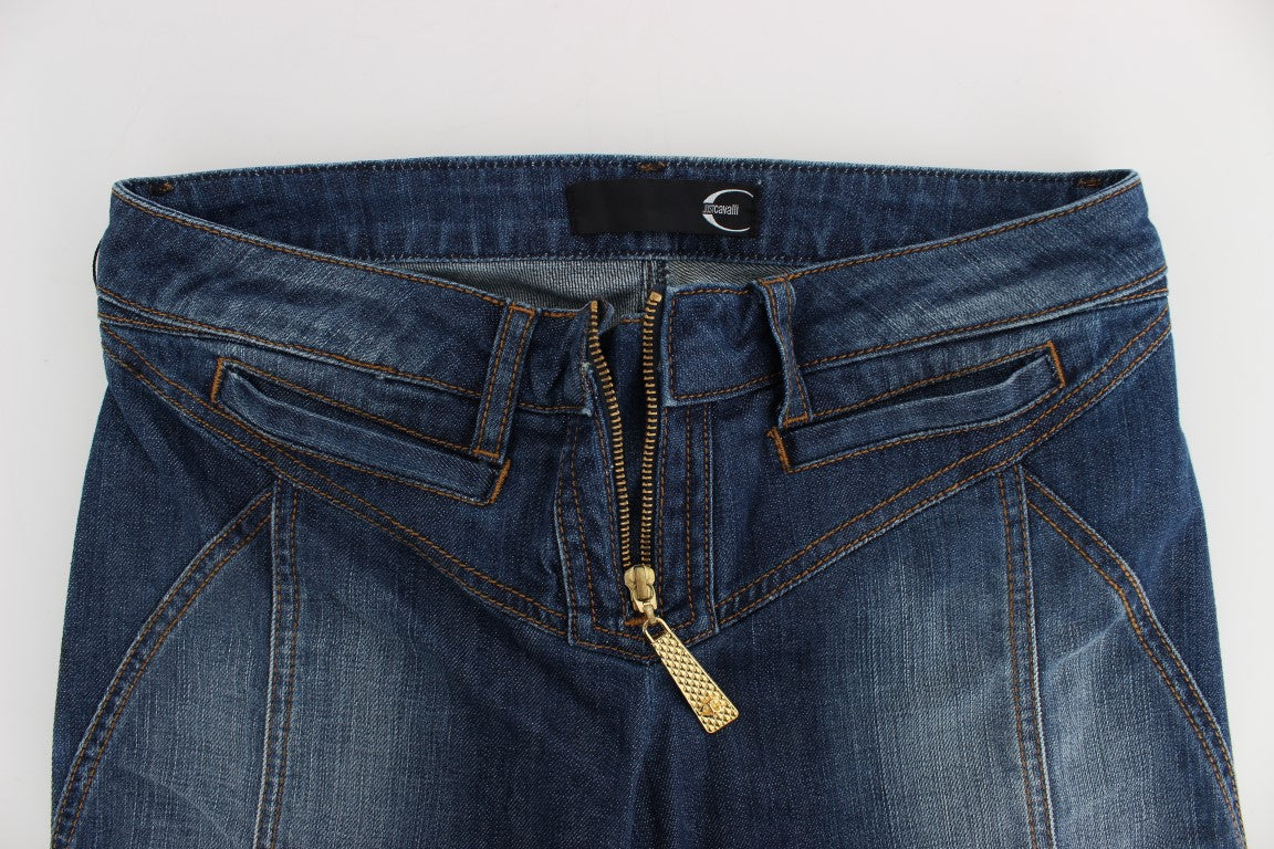 Cavalli Blue Wash Cotton Stretch Boot Cut Jeans $578.00 Cavalli Luzworld