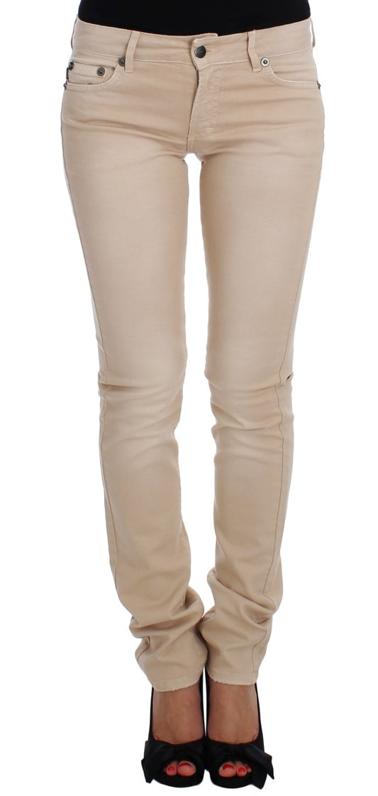 Cavalli Beige Wash Slim Fit Cotton Stretch Jeans $578.00 Cavalli Luzworld
