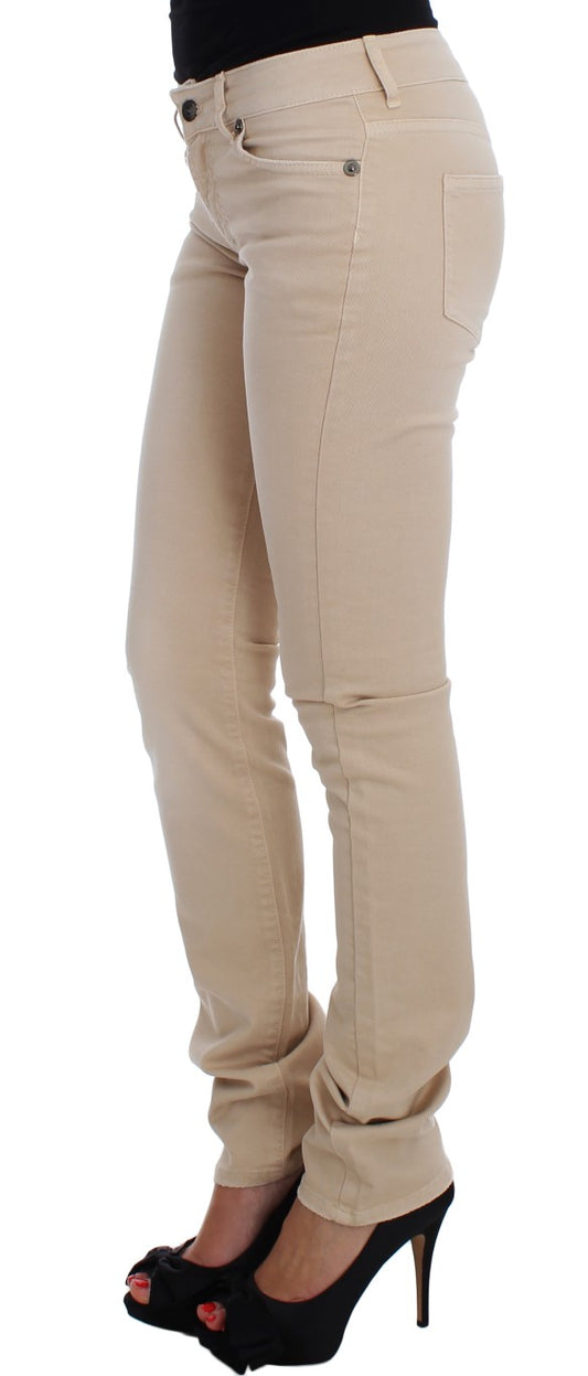 Cavalli Beige Wash Slim Fit Cotton Stretch Jeans $578.00 Cavalli Luzworld